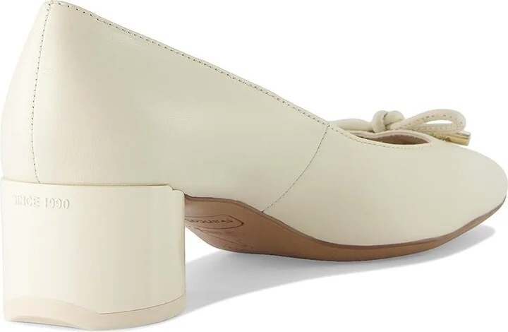 Franco Sarto Natalia Square Toe Block Heel Pumps with Bow High Women's Heels Cream White Leather : 7 M - Image 4
