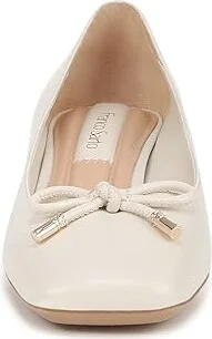 Franco Sarto Natalia Square Toe Block Heel Pumps with Bow High Women's Heels Cream White Leather : 7 M - Image 5