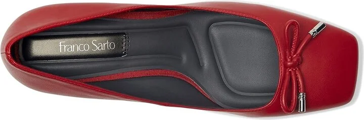 Franco Sarto Natalia Square Toe Block Heel Pumps with Bow High Women's Heels Crimson Red Leather : 8.5 M - Image 2