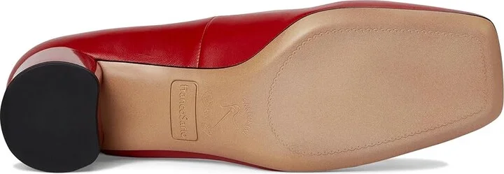 Franco Sarto Natalia Square Toe Block Heel Pumps with Bow High Women's Heels Crimson Red Leather : 8.5 M - Image 3