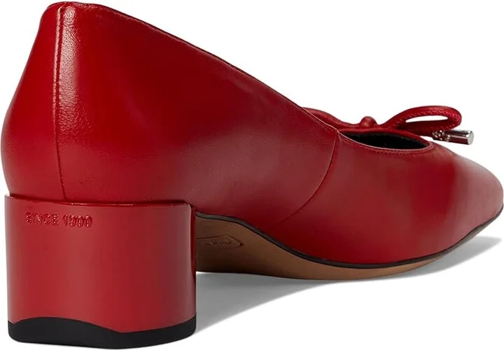 Franco Sarto Natalia Square Toe Block Heel Pumps with Bow High Women's Heels Crimson Red Leather : 8.5 M - Image 4