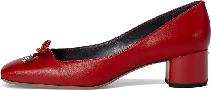Franco Sarto Natalia Square Toe Block Heel Pumps with Bow High Women's Heels Crimson Red Leather : 8.5 M - Image 6