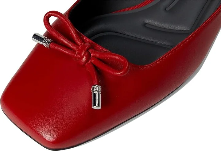 Franco Sarto Natalia Square Toe Block Heel Pumps with Bow High Women's Heels Crimson Red Leather : 8.5 M - Image 7