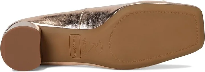 Franco Sarto Natalia Square Toe Block Heel Pumps with Bow High Women's Heels Rose Gold Pink : 6 M, Leather - Image 3