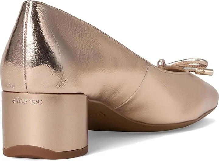 Franco Sarto Natalia Square Toe Block Heel Pumps with Bow High Women's Heels Rose Gold Pink : 6 M, Leather - Image 4