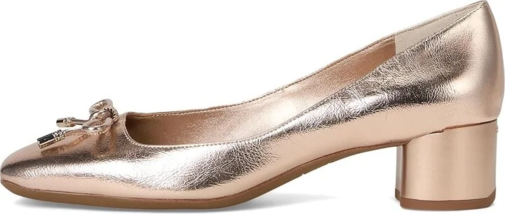 Franco Sarto Natalia Square Toe Block Heel Pumps with Bow High Women's Heels Rose Gold Pink : 6 M, Leather - Image 6