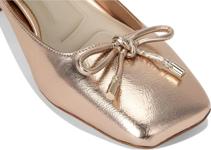 Franco Sarto Natalia Square Toe Block Heel Pumps with Bow High Women's Heels Rose Gold Pink : 6 M, Leather - Image 7