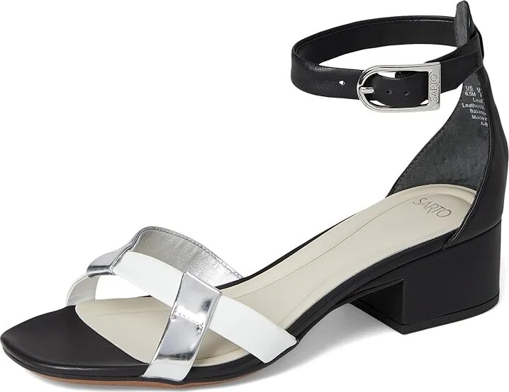 Franco Sarto Nerissa Women's Sandals Black/White/Silver : 8.5 M, Leather - Image 5