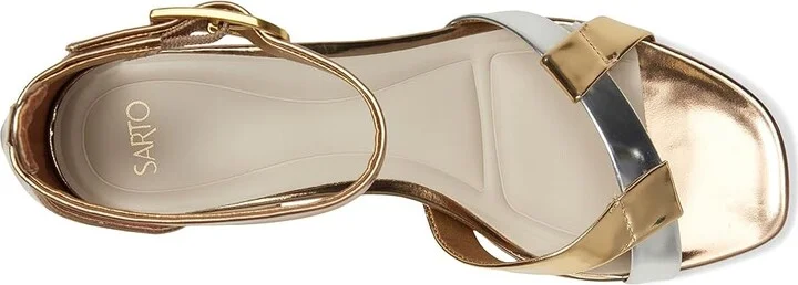 Franco Sarto Nerissa Women's Sandals Bronze/Gold/Silver : 9 M, Leather - Image 2
