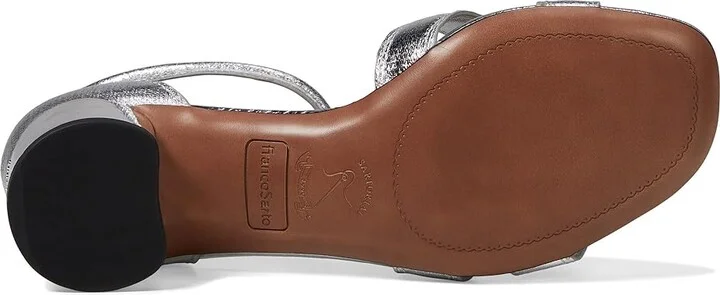 Franco Sarto Nora Ankle Strap Low Block Heel Sandals Women's Sandals Silver Metallic : 6 M, Leather - Image 3