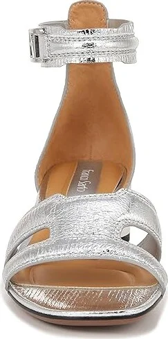 Franco Sarto Nora Ankle Strap Low Block Heel Sandals Women's Sandals Silver Metallic : 6 M, Leather - Image 5