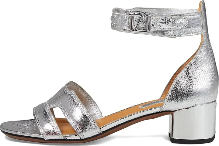 Franco Sarto Nora Ankle Strap Low Block Heel Sandals Women's Sandals Silver Metallic : 6 M, Leather - Image 6