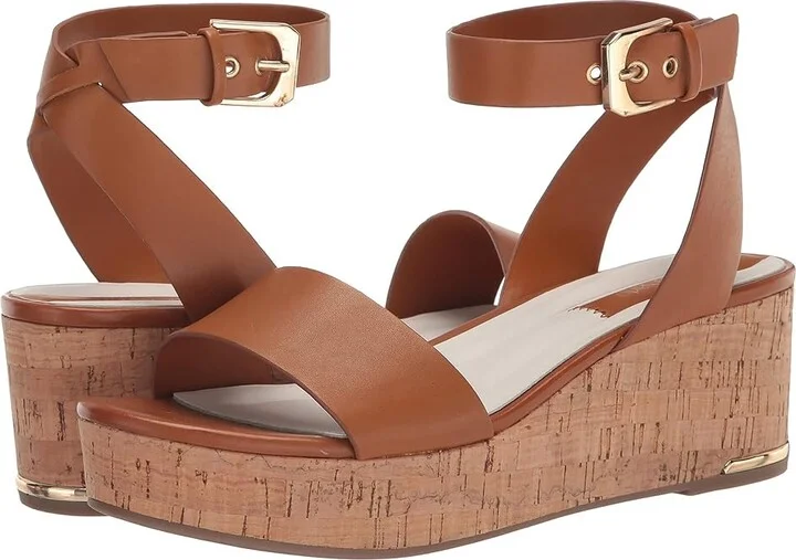 Franco Sarto Presley Platform Wedge Sandals Women's Sandals Tan Brown Leather : 6.5 M