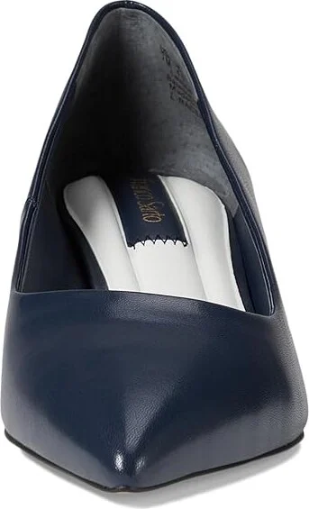 Franco Sarto Racer Pointed Toe Block Heel Pump High Women's Heels Navy Blue Leather : 7 M - Image 2