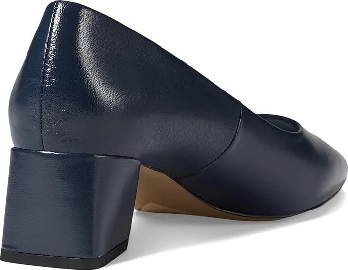 Franco Sarto Racer Pointed Toe Block Heel Pump High Women's Heels Navy Blue Leather : 7 M - Image 4