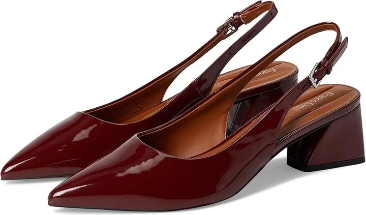 Franco Sarto Racer Women's Shoes Dark Red Patent : 8.5 M, Textile/Suede/Leather