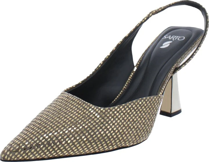 Franco Sarto Sarto Womens Arina Slingback Pump Gold Leather 6 M
