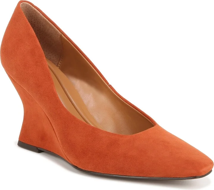 Franco Sarto Sarto Womens Carina Pointed Toe Wedge Brick Orange Suede 6.5 M