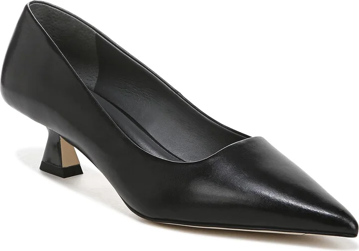 Franco Sarto Sarto Womens Diva Pointed Toe Kitten Heel Pump Black Leather 7.5 M