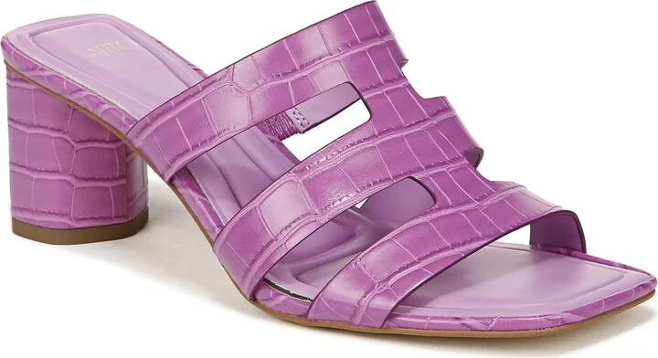 Franco Sarto SARTO Womens Flexa Carly Heeled Slide Sandal Pink Croc Print 7 M