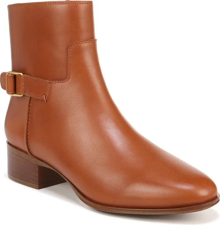 Franco Sarto SARTO Womens Joanne Round Toe Ankle Boot Cognac Brown Leather 7.5 W