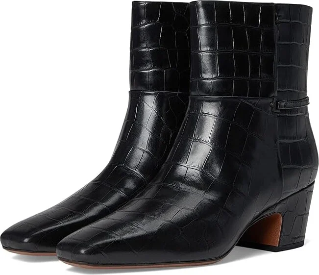 Franco Sarto Saydie Women's Boots Black Croc Print : 6.5 M, Suede/Leather