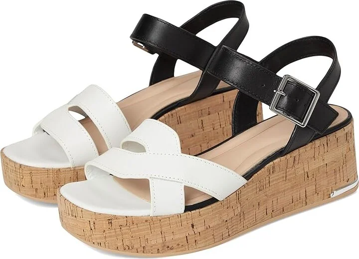 Franco Sarto Tilly Women's Wedge Shoes Black/White : 6.5 M, Leather/Rubber
