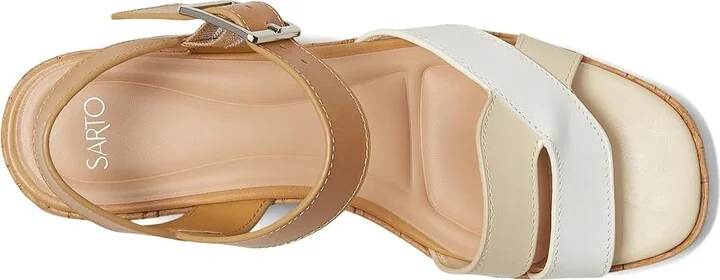 Franco Sarto Tilly Women's Wedge Shoes White/Tan/Beige : 6 M, Leather/Rubber - Image 2