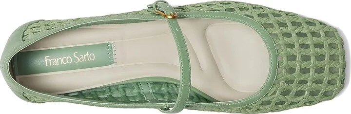 Franco Sarto Tinsley Mary Jane Flats Women's Flat Shoes Aloe Green Woven Fabric : 9.5 M, Leather/Rubber - Image 2