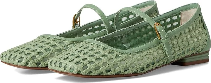 Franco Sarto Tinsley Mary Jane Flats Women's Flat Shoes Aloe Green Woven Fabric : 9.5 M, Leather/Rubber