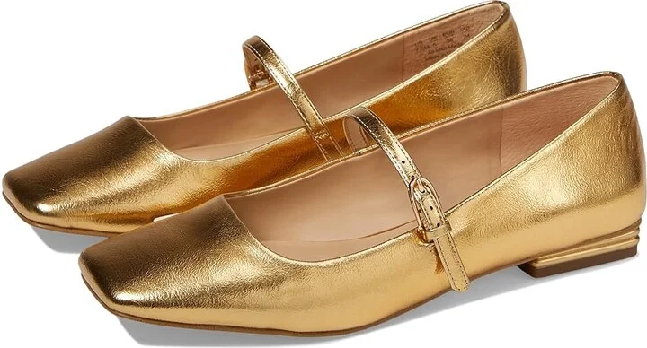 Franco Sarto Tinsley Mary Jane Flats Women's Flat Shoes Gold Metallic : 10 M, Leather/Rubber