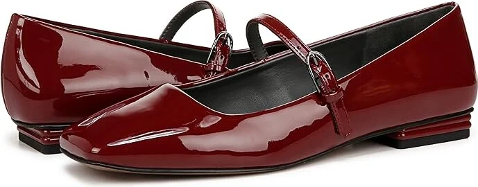 Franco Sarto Tinsley Mary Jane Flats Women's Flat Shoes Gothic Red Patent : 9 M, Leather/Rubber