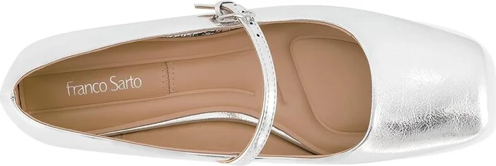 Franco Sarto Tinsley Mary Jane Flats Women's Flat Shoes Silver Metallic : 8.5 M, Leather/Rubber - Image 2