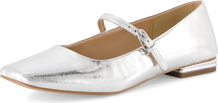 Franco Sarto Tinsley Mary Jane Flats Women's Flat Shoes Silver Metallic : 8.5 M, Leather/Rubber - Image 7