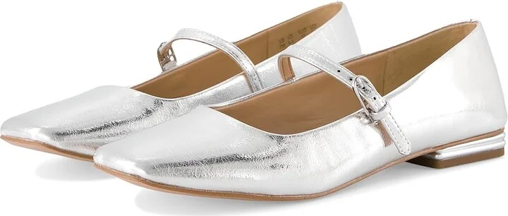 Franco Sarto Tinsley Mary Jane Flats Women's Flat Shoes Silver Metallic : 8.5 M, Leather/Rubber