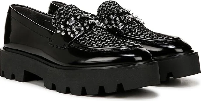 Franco Sarto Urban Women's Flat Shoes Black/Silver Stud : 6.5 M, Leather