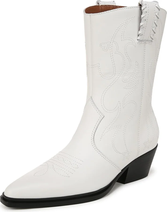 Franco Sarto Womens Bianca Fashion Cowboy Boot White Leather 5 M