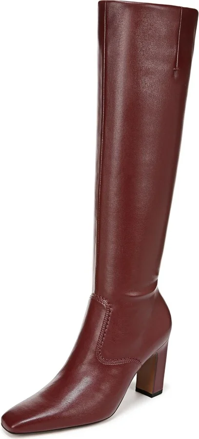 Franco Sarto Womens Bowman Square Toe Knee High Boot Berry Red 6.5 M