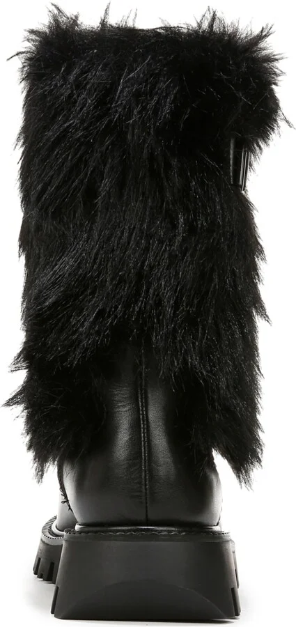 Franco Sarto Women's Brina-Fur Mid Shaft Lug Sole Boots - Black Leather/Faux Fur - Image 3