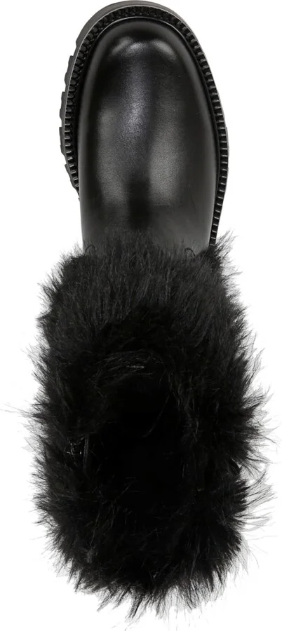 Franco Sarto Women's Brina-Fur Mid Shaft Lug Sole Boots - Black Leather/Faux Fur - Image 4