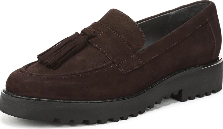 Franco Sarto Women's Carolynn Loafer Hickory Dark Brown Suede 9 W