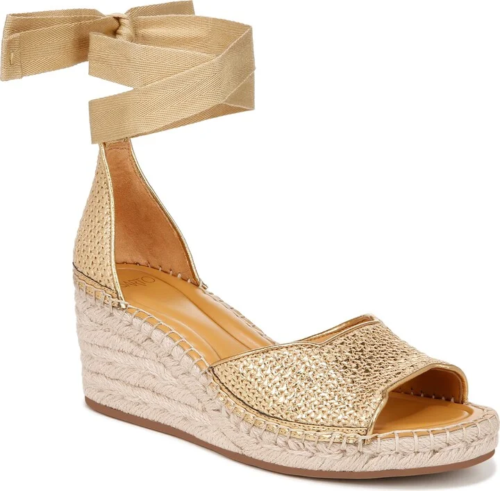 Franco Sarto Womens Casey Lace Up Espadrille Sandal Gold 9.5 M