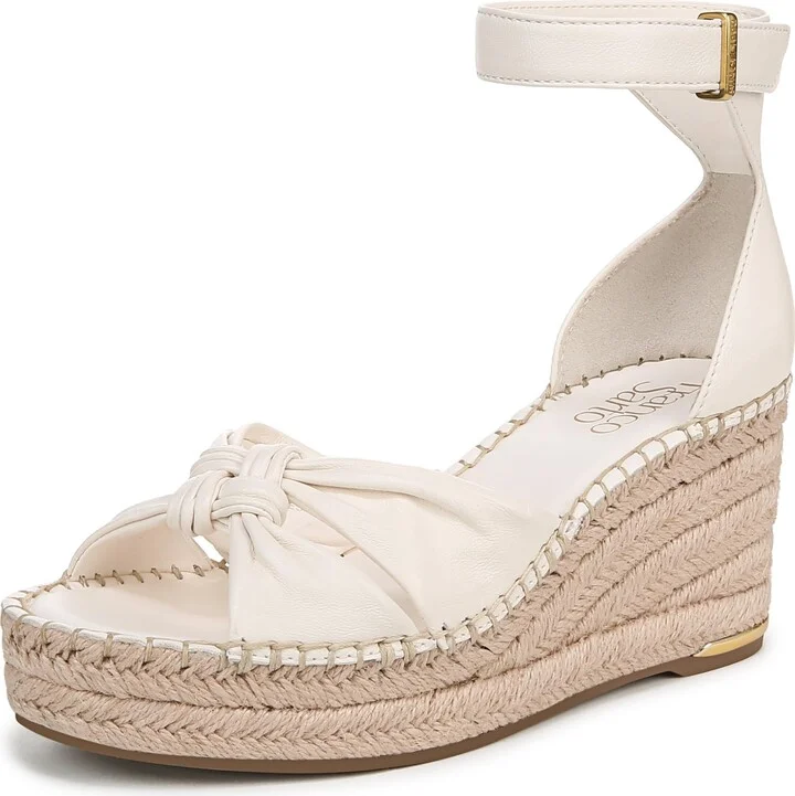 Franco Sarto Womens Clementine Espadrille Wedge Sandal Cream White Leather 11 M