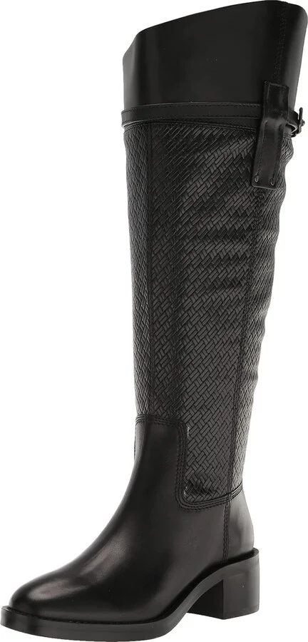 Franco Sarto Womens Colt Tall Wide Calf Knee High Boot Black Leather 8 M