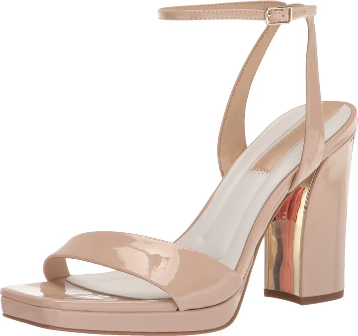 Franco Sarto Womens Daffy Dress Sandal Beige Patent 8 M