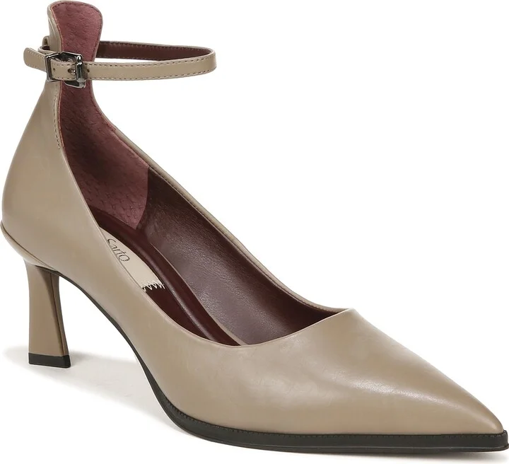 Franco Sarto Womens Danielle Pointed Toe Ankle Strap Pump Smoke Grey Leather 10 M