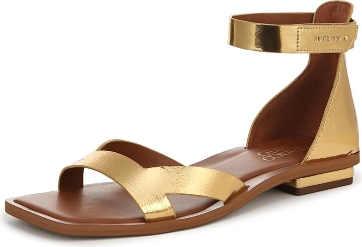 Franco Sarto Womens Elisa Flat Sandal Gold 7 M