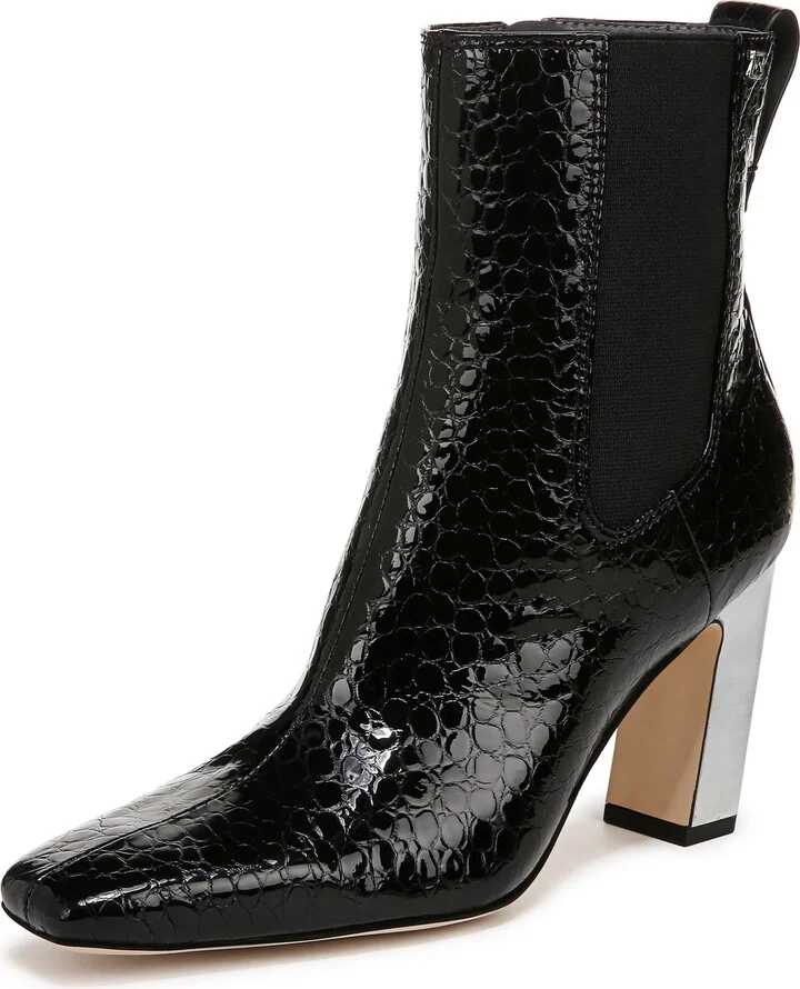 Franco Sarto Womens Flexa Bliss Ankle Boot Black Cracked Leather 9 M