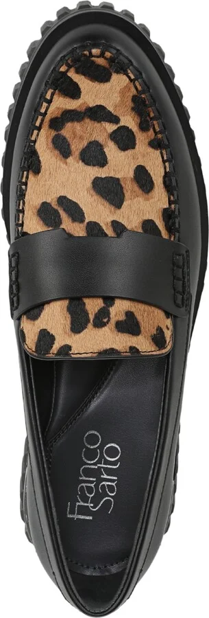 Franco Sarto Women's Flexa Roma Round Toe Lug Sole Loafers - Black/Leopard Print Fur - Image 4