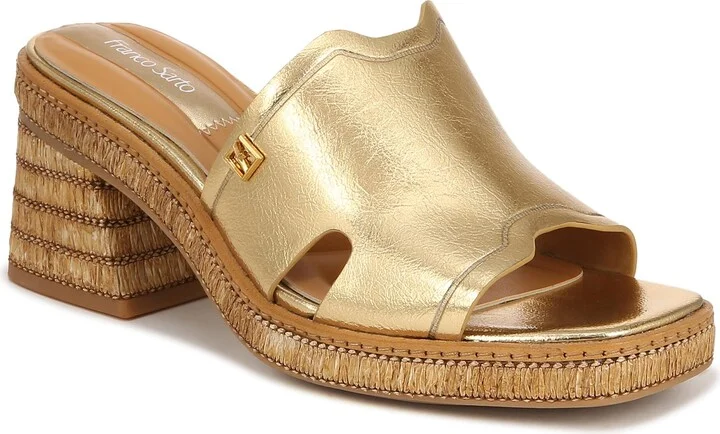 Franco Sarto Womens Florence Fashion Slide Heeled Sandals Gold Metallic 5 M